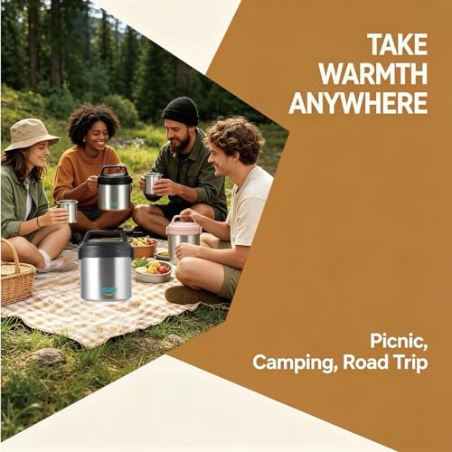 Elate 2-Quart/64oz Camp Crock Thermos for Hot/Cold Food, Wide-Mouth Thermal Container, Stainless Steel Vacuum-Insulated Jar, Portable Lunch Pot for Outdoor Adventure, Camping, Picnics, Trips, Potlucks - Image 4