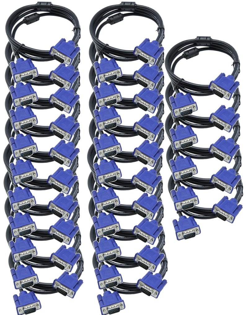 Kyper USKyper-1367 (25 Pack) 6ft VGA Cable - 15 Pin Male to Male SVGA 1080P Full HD for Computer Monitor TV Projector Big Screen HDTV - Image 1