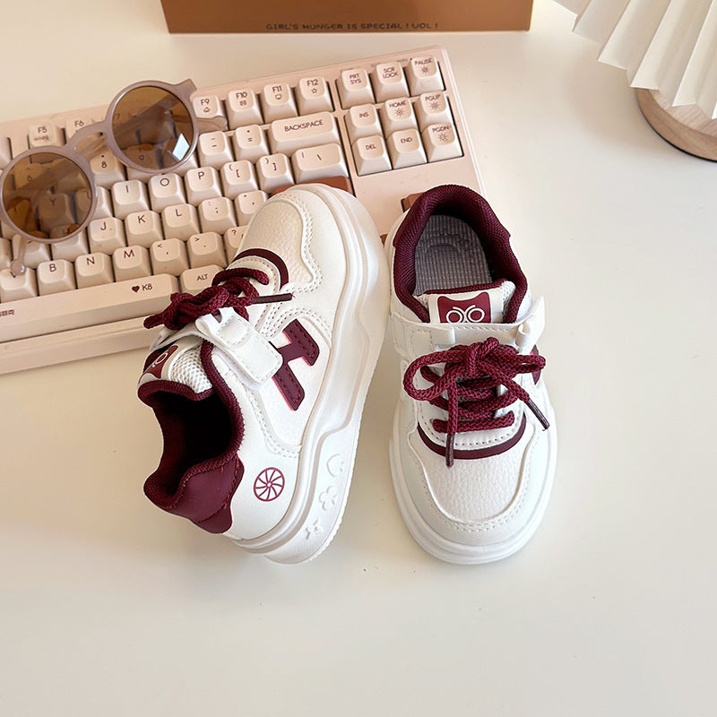 Children'S Soft-Soled Board Shoes 2025 Spring New Children'S Sneaker Primary School Students Velcro Campus Casual White Shoes - Image 4