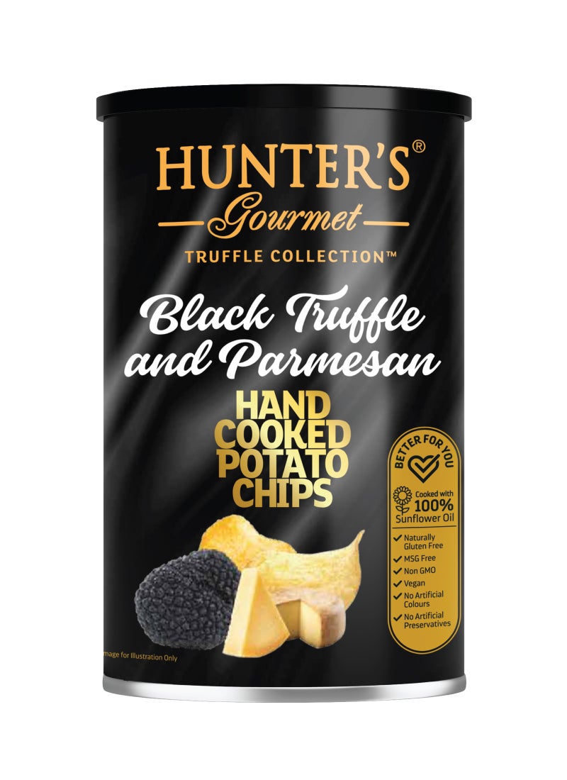 Hunter's Gourmet Hunter’s Gourmet Hand Cooked Potato Chips Black Truffle and Parmesan 150GM - Image 1