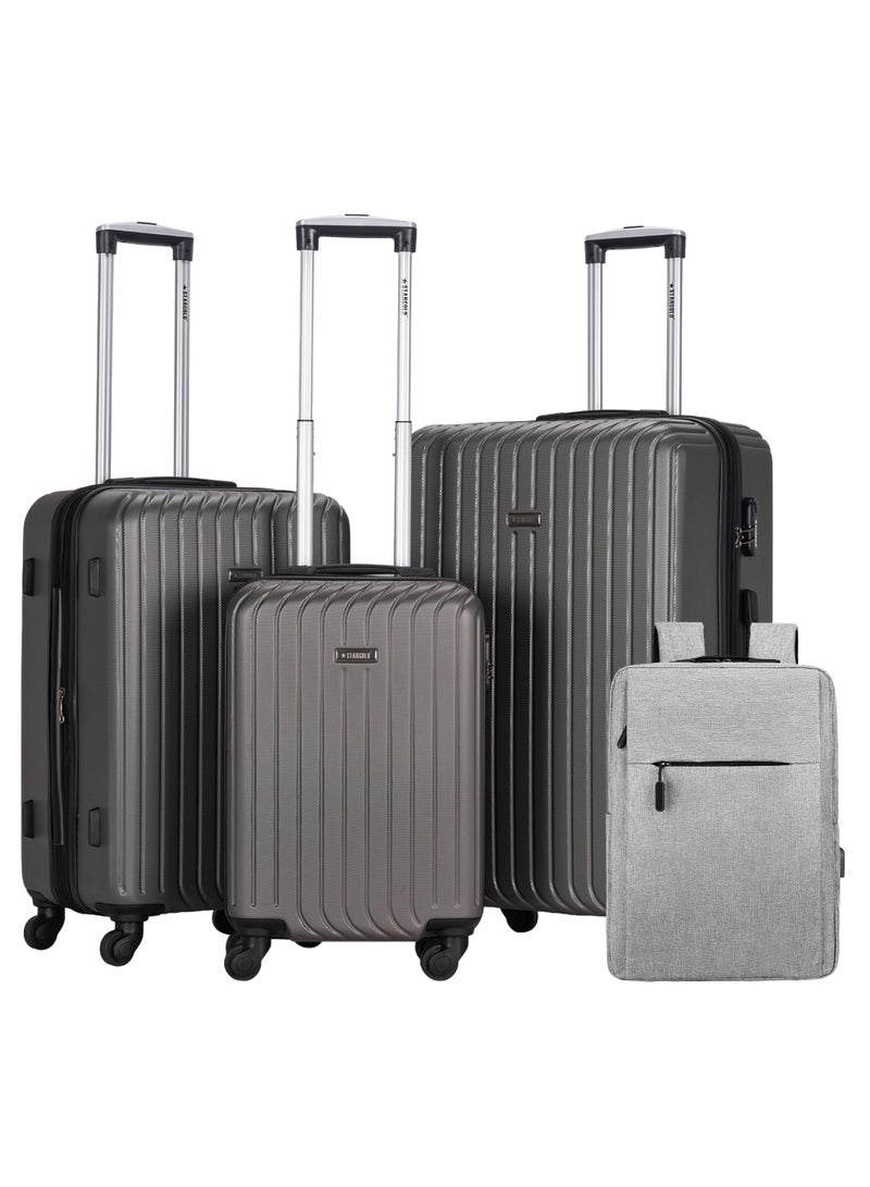 STARGOLD Luggage Set of 3 Pcs with Free Laptop Backpack – Lightweight Hard Shell Travel Luggage Set, ABS Unbreakable Suitcase Set of 3 with 360° Rotating Wheels & Combination Lock