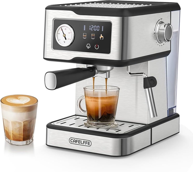 Cafelffe Espresso Coffee Machine MK-901, 20 Bar Espresso Machine with Milk Frother and Touchscreen Espresso Maker For Home Barista or Office Latte Cappuccino Machine 1.5L - Image 1
