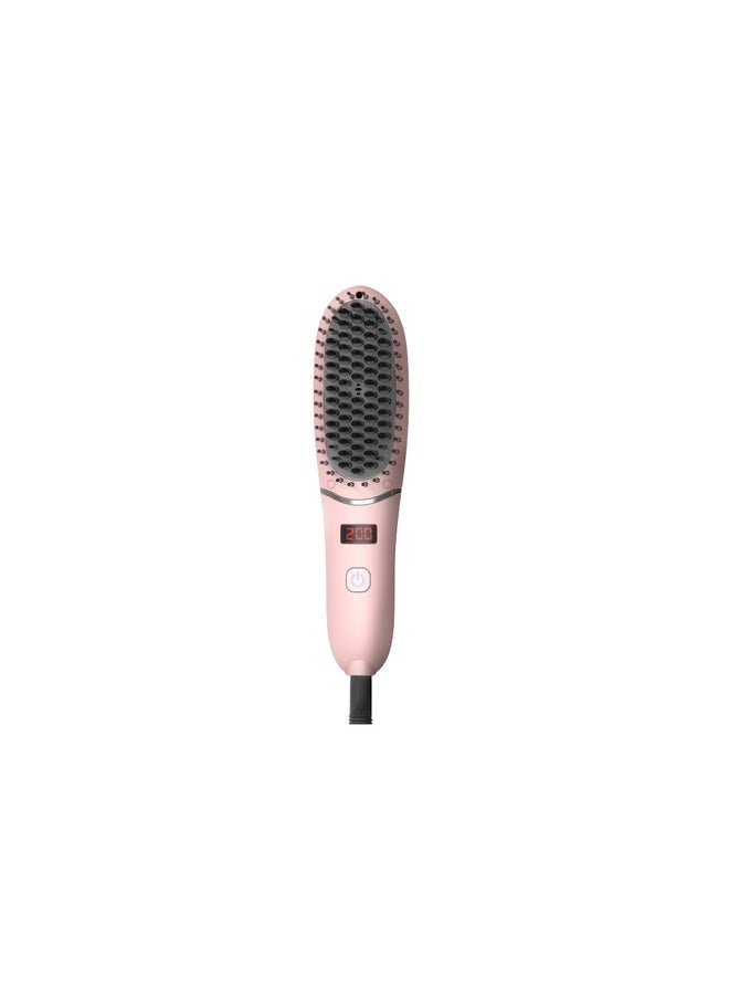 Stanvi Mini Hair Straightener Brush Pink  - Image 2