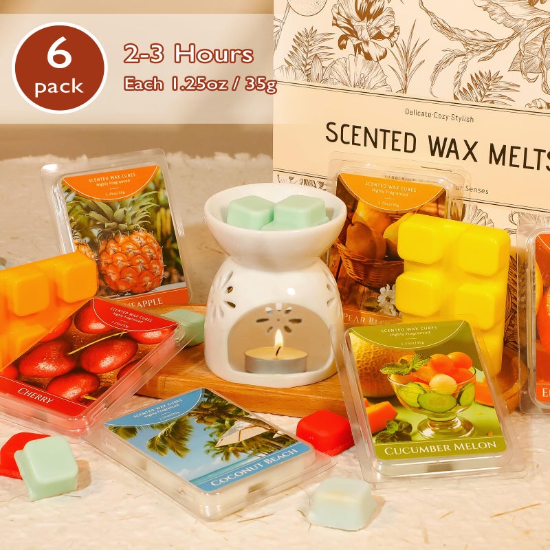 SCENTORINI Wax Melts, Scented Wax Cubes for Wax Warmers, Spring Summer Scent, Coconut Beach, Pear Blossom, Cherry, Cucumber Melon, Pineapple, Energizing Citrus, 6 Pack - Image 5