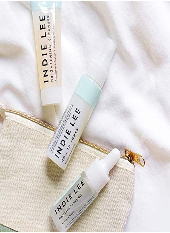 INDIE LEE - Discovery Kit Brightening Cleanser, Coq10 Toner + Squalane Facial Oil Skincare Regimen For Adults (3Piece Travel Size Set) - Image 1