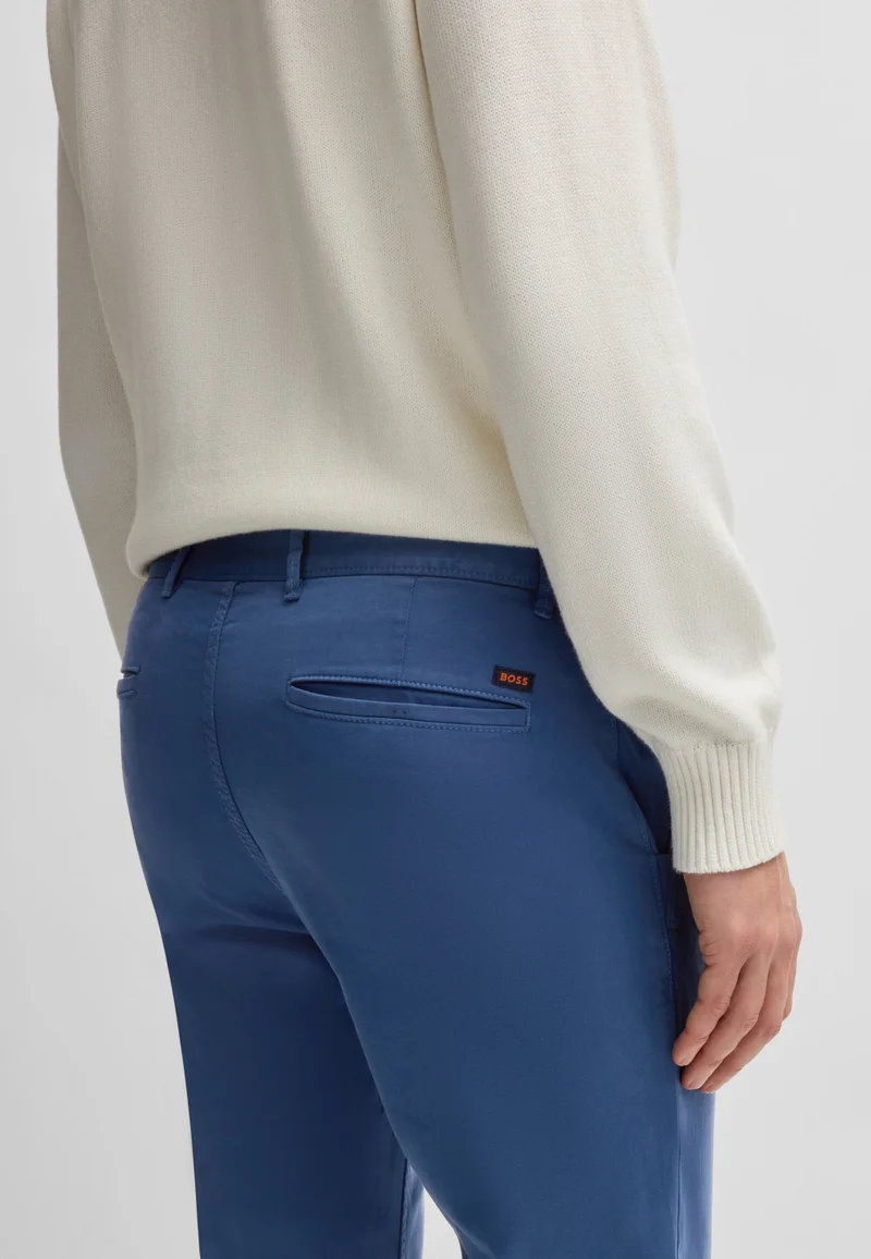 BOSS Slim-fit chinos in stretch-cotton satin