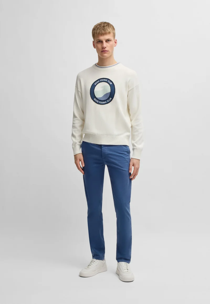 BOSS Slim-fit chinos in stretch-cotton satin