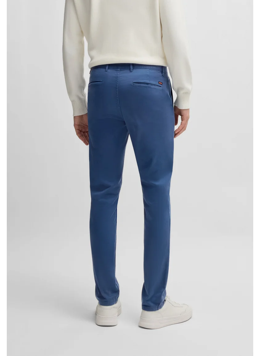 BOSS Slim-fit chinos in stretch-cotton satin