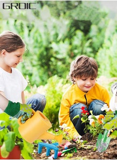 GROIC Kids Gardening Tool Set 10 PCS - Kids Gardening Tools Shovel Rake Fork Trowel Apron Gloves Watering Can and Tote Bag,Garden kit for Toddler,Outdoor Indoor Play Set  - Image 5