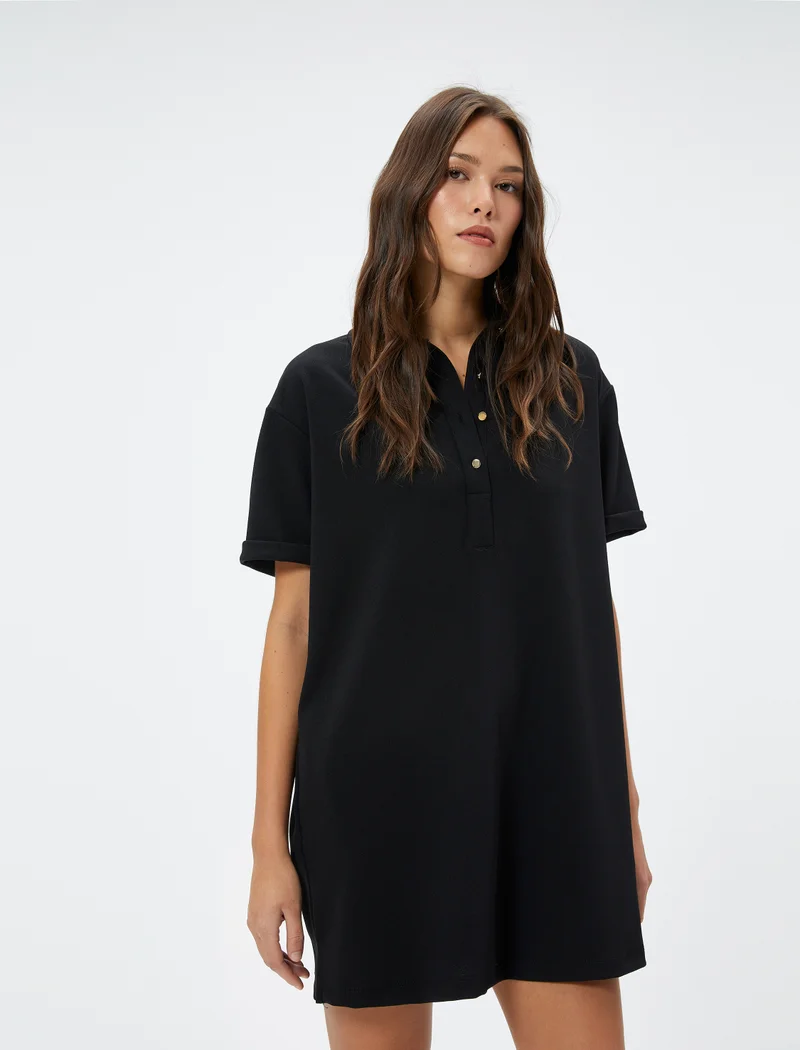 كوتون Mini Polo Neck Dress