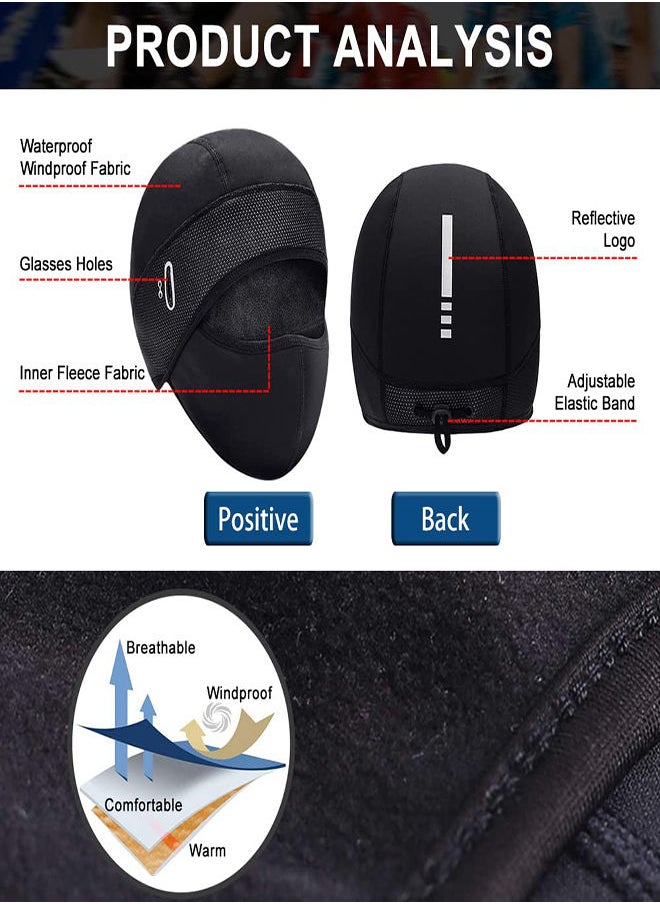 SYOSI - Winter Cycling Caps Under Helmet, Thermal Fleece Beanie Hat with Face Cover for Men and Women Waterproof Windproof, Cycle Skull Cap Ski Cap Balaclava Mask Bike Bicycle Helmet Liner for Sports - Image 1