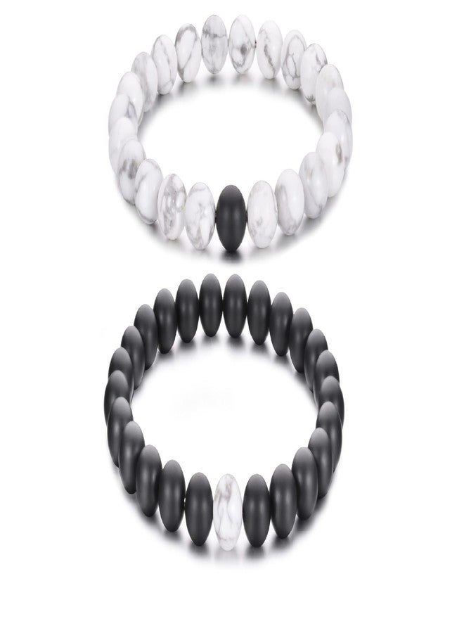 BEAUTIVIA Beads Bracelet For Women Men Stylish Couple love Bracelet Moti Black And White Natural Stones Friendship Valentine Girls/Women/Boys/Men - Image 1