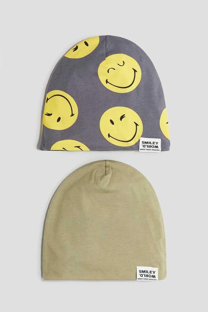 H&M 2-Pack Printed Jersey Beanies