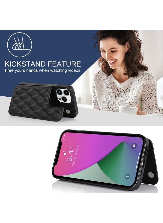 Zaboon Case For iPhone 12 Pro Double Buckle Rhombic PU Leather Phone Case - Image 4