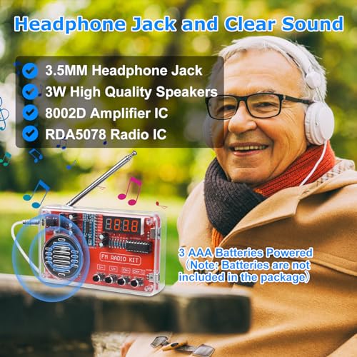 IS ICSTATION Portable FM Radio Kit, Soldering Project Radio FM 87-108MHz with Headphone Jack LED Display Automatic Station Search for High School Education Creative Soldering Project - Image 5