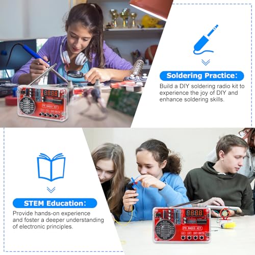 IS ICSTATION Portable FM Radio Kit, Soldering Project Radio FM 87-108MHz with Headphone Jack LED Display Automatic Station Search for High School Education Creative Soldering Project - Image 3