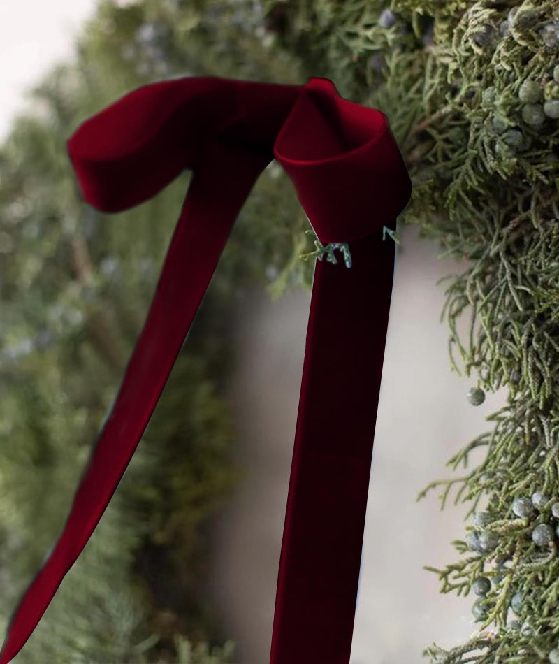 SIMISI RIBBON Burgundy Velvet Ribbon 1.5'' 25 Yards for Christmas Tree, Gift Wrapping, Flower Bouquet, Wreath Decorations, Bow Making - Image 2
