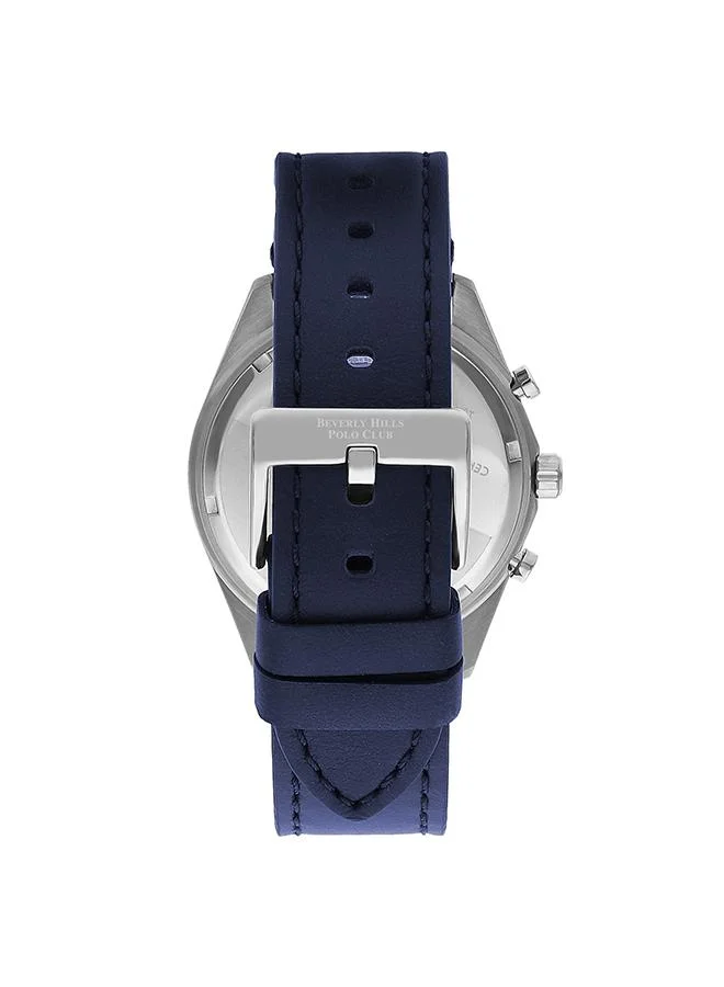 BEVERLY HILLS POLO CLUB Beverly Hills Polo Club BP3355X.399 Men Multi Function Display Watch & Leather Strap Dark Blue