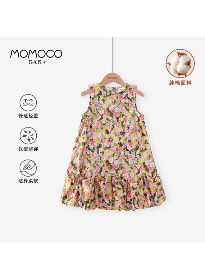 Momoco Girls' Summer Dress Sleeveless Printed Fashion Dress New Summer Dress Printed 140 - Image 1