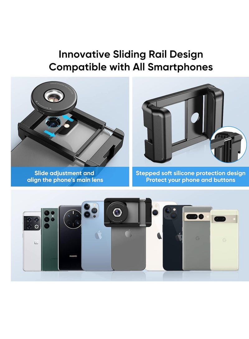 SYOSI Phone Macro Lens, 100X Microscope for AndroidiPhone Micro Camera with LED Light CPL Handheld Pocket, Compatible with Smartphone Accessories Macro Focus Glass for Gift. - Image 5