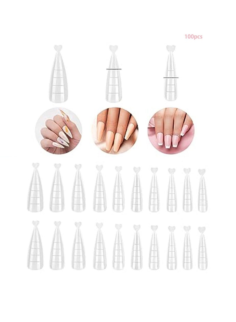 Generic 100 Pcs Poly Extension Gel Dual Nail Form - Builder Gel Stiletto Nail Molds False Nail Tips for Gel Manicure Nail Art Design Salon DIY at Home (Stiletto Dual Forms Set)  - Image 1