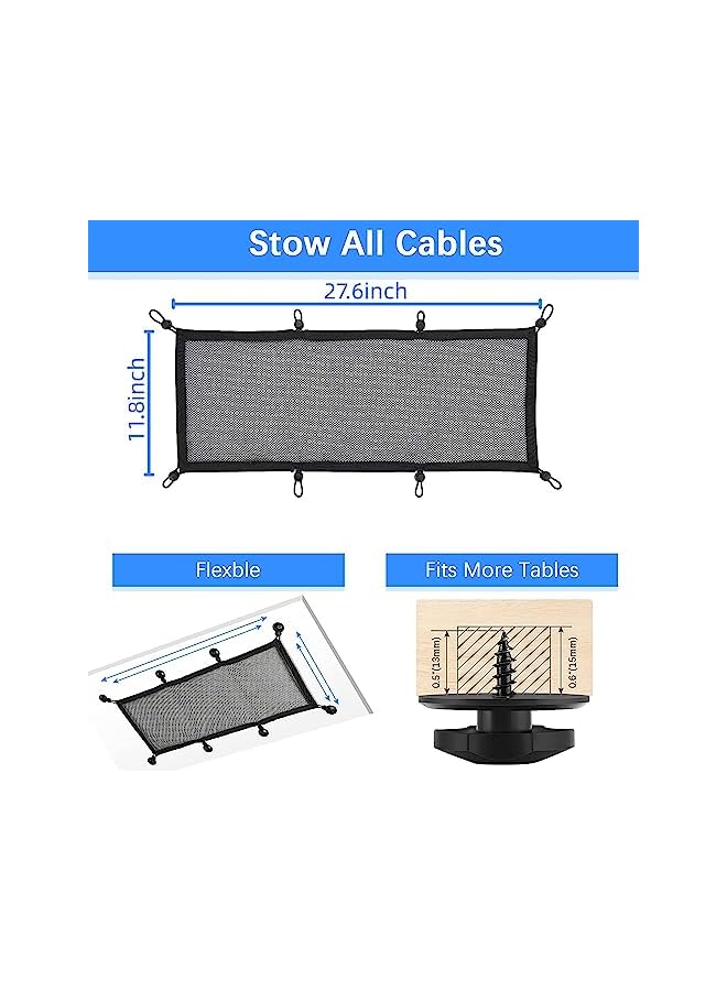 promass Under Desk Cable Management Net, Cord Organizer Kit for Wire Management, Wire Hider Kit for Most Office Standing Desks, 27.6 X 11.8 Inches - Image 3