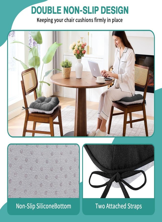 BETU Chair Cushions for Dining Chairs Set of 4,3.5" Thick Kitchen Table Chair Pads with Ties,Non Slip Backing and Covers, Black Seat Cushion for Dining Room,Bar,Patio Chairs,16"X16"X3.5",Black - Image 2