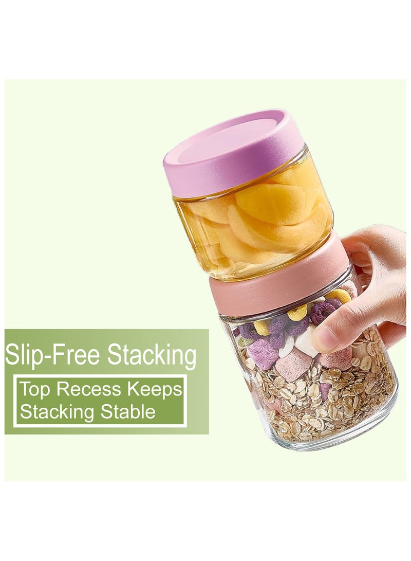 MAMATOONS 8-Pack Glass Jars with Airtight Screw Lids 16oz and 10oz Jars Overnight Oats Containers for Breakfast Yogurt Snack Meal Prep Food Storage - Image 4