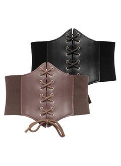 Medieval Victorian Costume Dress Corset (Lblack+Coffee)