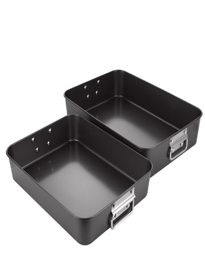 CYEAH 2 Pack Lasagna Pan Deep Baking Pan for Oven, 13.7 in & 16 inch Baking Dishes for Oven, Roasting Pan Brownie Pan with Handles, Nonstick Rectangle Cake Pans Sets for Baking Cooking, Black - Image 1