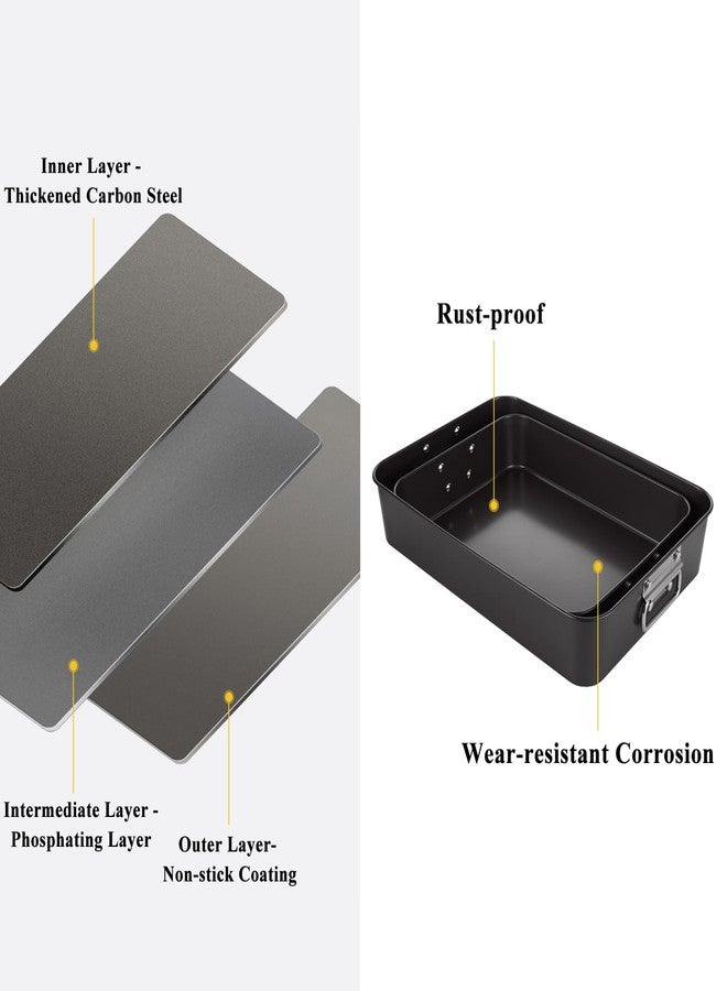 CYEAH 2 Pack Lasagna Pan Deep Baking Pan for Oven, 13.7 in & 16 inch Baking Dishes for Oven, Roasting Pan Brownie Pan with Handles, Nonstick Rectangle Cake Pans Sets for Baking Cooking, Black - Image 5