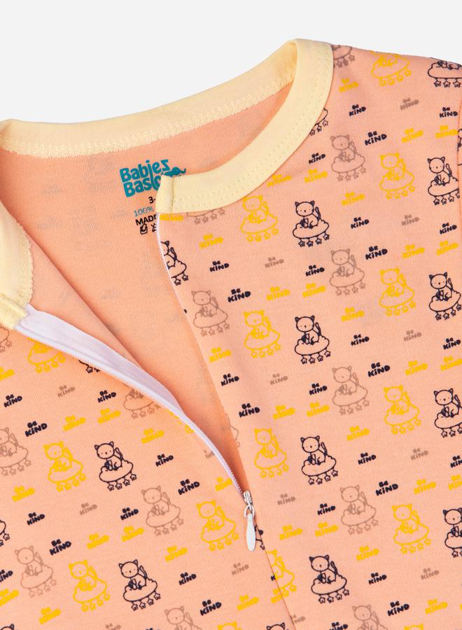 Babies Basic Printed Cotton Long Sleeves Sleepsuit - Image 3