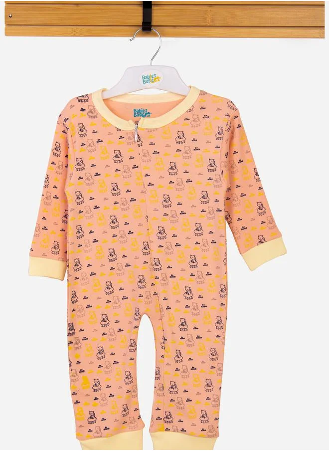 Babies Basic Printed Cotton Long Sleeves Sleepsuit