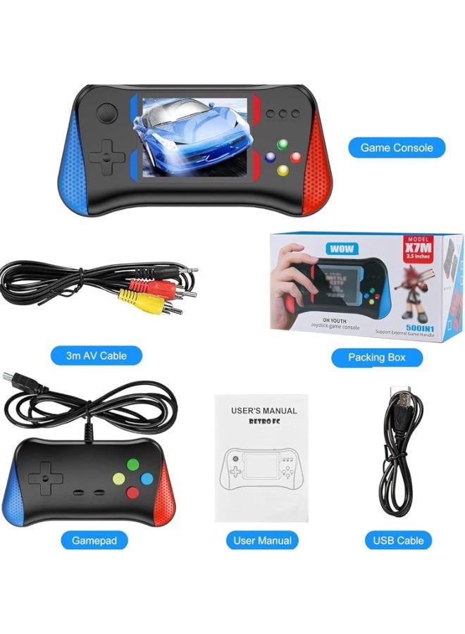 X7M Handheld Retro Game Console – 500 in 1 Built-in Games, 3.5” Screen, Rechargeable, Supports TV Output & External Gamepad - Image 1