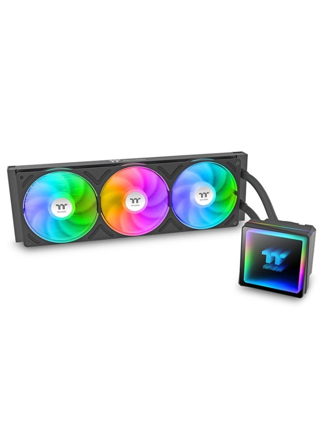 Thermaltake TH360 V3 ARGB Sync AIO Liquid Cooler – 360mm Radiator, 3x 120mm PWM High-Speed Fans, Infinity Mirror ARGB Pump, 5V RGB Sync, Intel & AMD Compatible, 365W TDP Support, 460mm Tubing, Black | CL-W466-PL12SW-A - Image 1