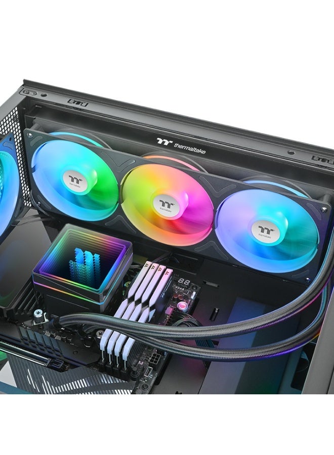 Thermaltake TH360 V3 ARGB Sync AIO Liquid Cooler – 360mm Radiator, 3x 120mm PWM High-Speed Fans, Infinity Mirror ARGB Pump, 5V RGB Sync, Intel & AMD Compatible, 365W TDP Support, 460mm Tubing, Black | CL-W466-PL12SW-A - Image 5
