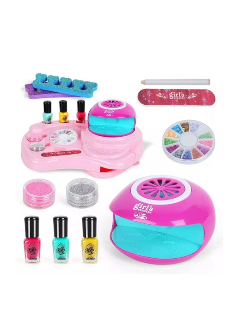 المنزل الذكي مجموعة أدوات تزيين الأظافر الذكية للبنات، مجموعة مانيكير مكونة من 12 قطعة مع قاعدة أدوات تزيين الأظافر، قلم تلوين، حشو أظافر، فاصل أصابع القدم، مجفف أظافر، طلاء أظافر، مسحوق لامع، وأحجار أظافر لاصقة هدية لأحبائك - Image 1