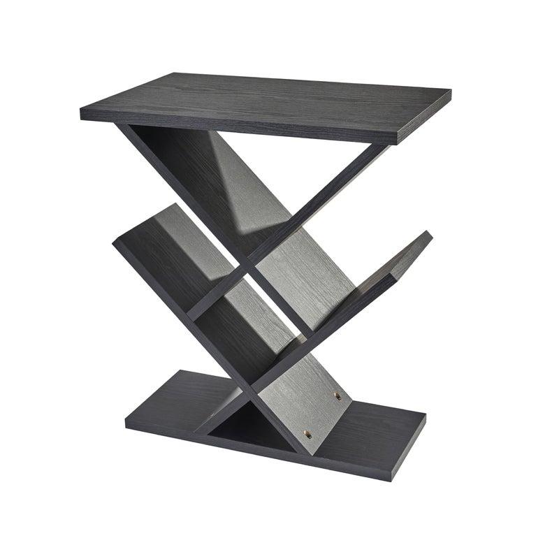Adesso ZigZag Accent Table Table Bookshelf Storage Side Table Home Furnishings and Decor Black