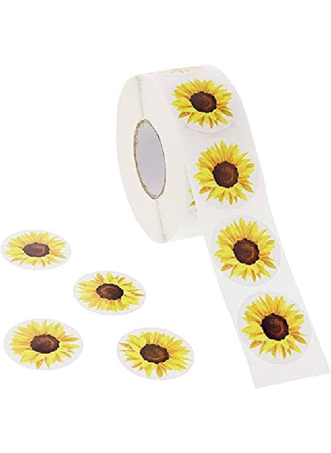 Blue Panda - 1000 Pieces Yellow Sunflower Stickers Roll For Kids Diy Crafts Party Favor (1.5 Inch) - Image 1