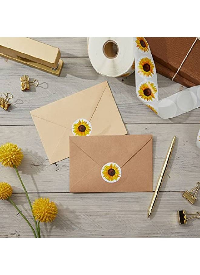 Blue Panda - 1000 Pieces Yellow Sunflower Stickers Roll For Kids Diy Crafts Party Favor (1.5 Inch) - Image 1
