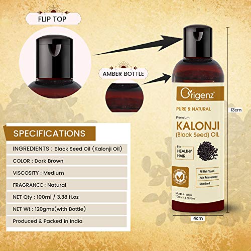Origenz Natural Black Seeds Kalonji Oil 100 ml for Hair Care, Healthy Scalp, Helps to Control Dandruff & Hairfall | In Bottle 3.38 oz - Image 5