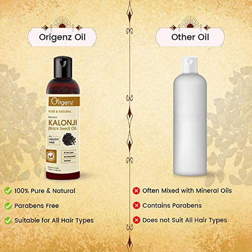 Origenz Natural Black Seeds Kalonji Oil 100 ml for Hair Care, Healthy Scalp, Helps to Control Dandruff & Hairfall | In Bottle 3.38 oz - Image 4