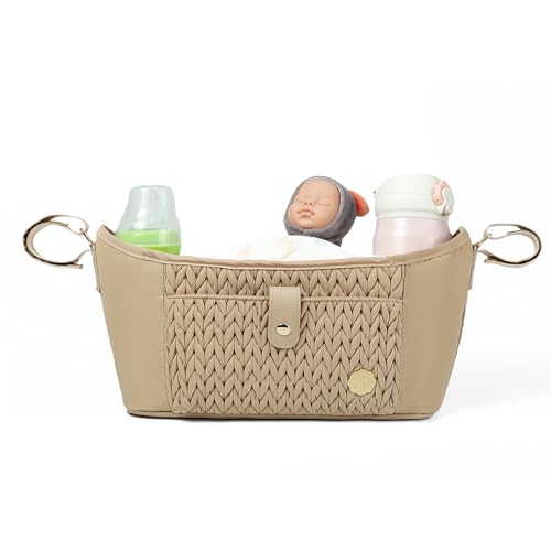 SEWBOO Universal Baby Stroller OrganizerDiaper Caddy Organizer with Adjustable Straps to Fits Nearly Any Strollers Beige - Image 1