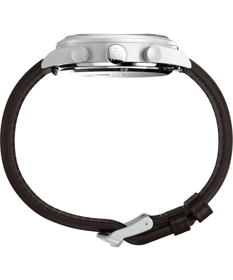 TIMEX ساعة تيمكس للرجال ووتربوري كرونوغراف 42 مم - حزام بني قرص أزرق علبة من الفولاذ المقاوم للصدأ - Image 2