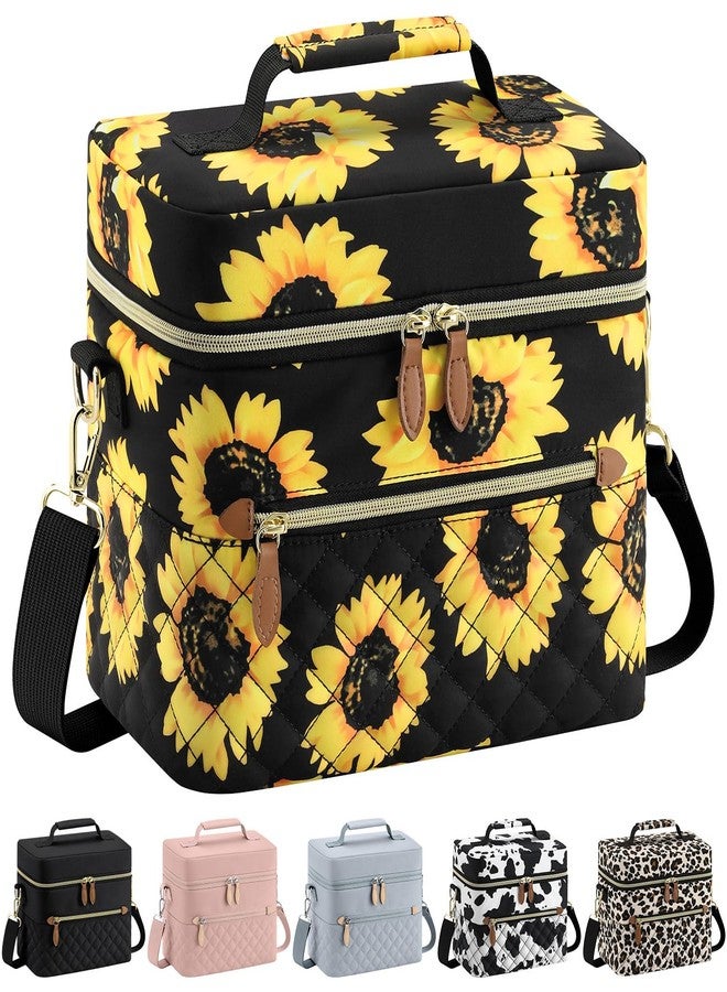 Tenot Insulated Lunch Box for Women Reusable, Leak Proof Cooler Lunch Bag Women for Work Stylish Quilted Lunch Tote Bag for Adult Picnic Travel Hiking Sunflower Floral - Image 1
