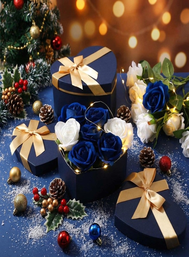 Resurhang 4 Pcs Navy Blue Heart Shaped Gift Box with Lid for Flower Arrangement Large Present Gift Box for Father Day Wedding Birthday Anniversary Party (Classic - Image 4