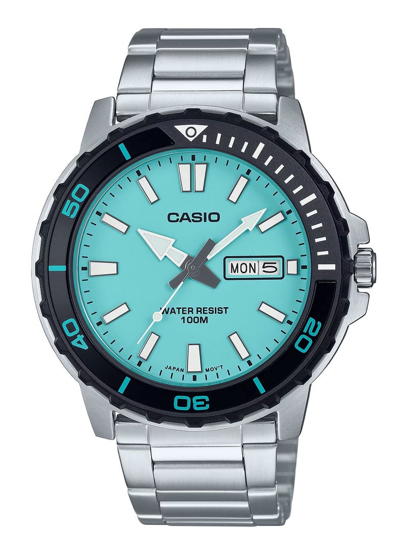 CASIO ساعة يد ستانلس ستيل أنالوج بعقارب دائرية الشكل ومينا زرقاء للرجال MTD-125D-2A2VDF - 45.6 ملم - Image 1