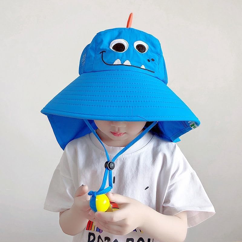 Lonimia Kids Sun Hat UPF 50+ - Dinosaur Blue Mesh Bucket Hat for Boys and  Girls - Image 2