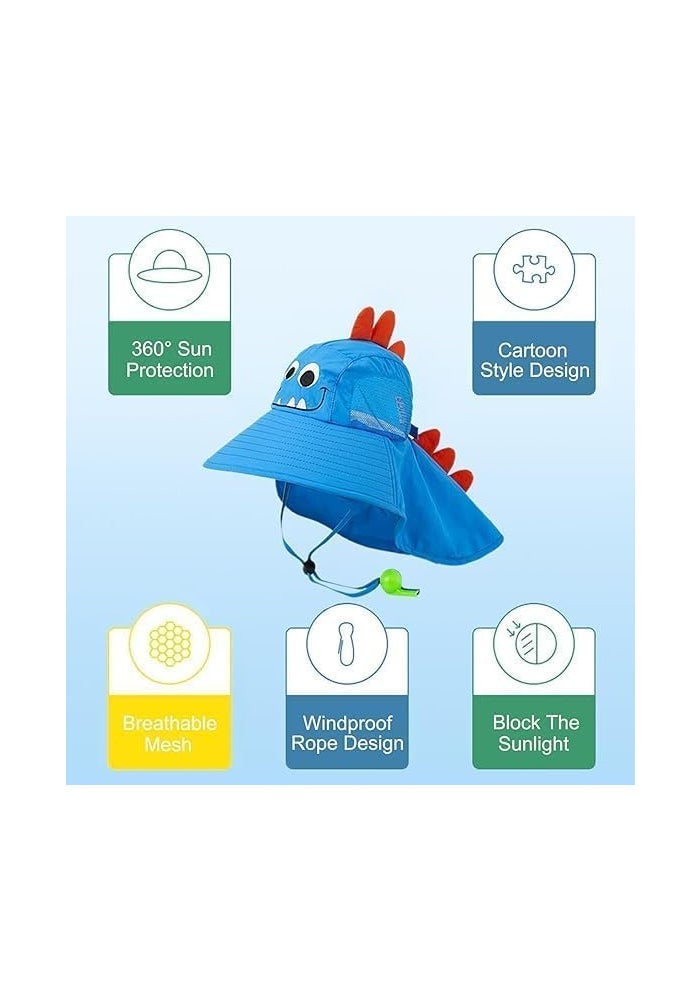 Lonimia Kids Sun Hat UPF 50+ - Dinosaur Blue Mesh Bucket Hat for Boys and  Girls - Image 3