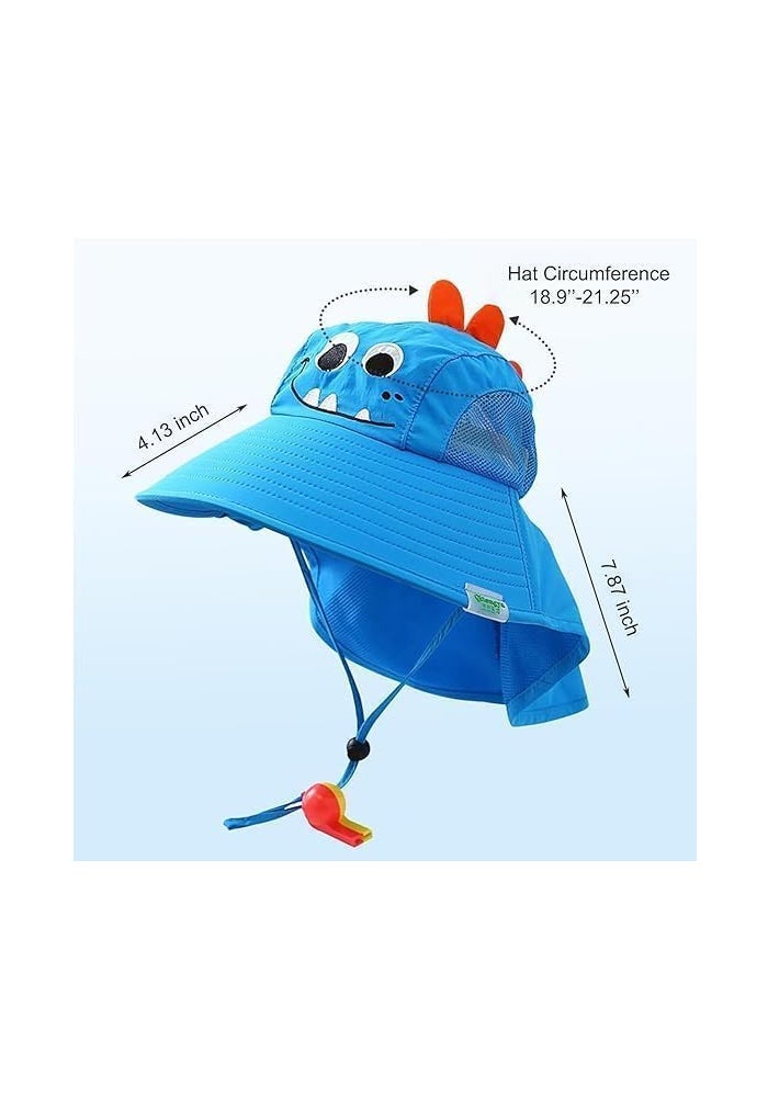 Lonimia Kids Sun Hat UPF 50+ - Dinosaur Blue Mesh Bucket Hat for Boys and  Girls - Image 5